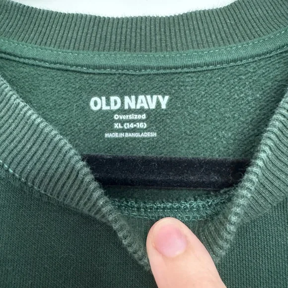 Old Navy Green Crewneck Sweatshirt with Yellow Smiley Face Women's Oversized XL - Picture 4 of 6